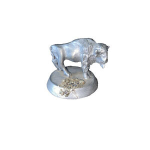 Pewter Buffalo Miniature Figurine Home Decor Collectible Gift Silver